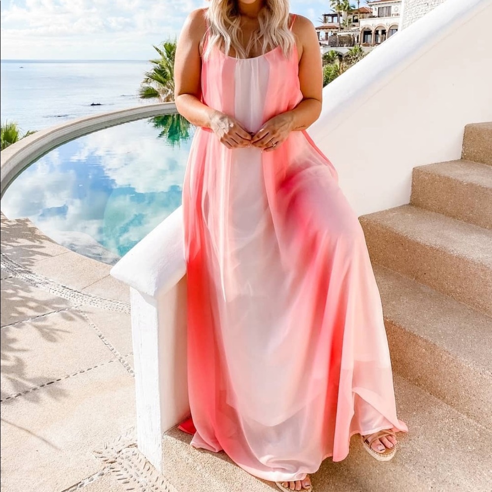 Long shades of coral dress